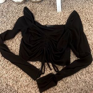 black forever 21 cropped long sleeve top